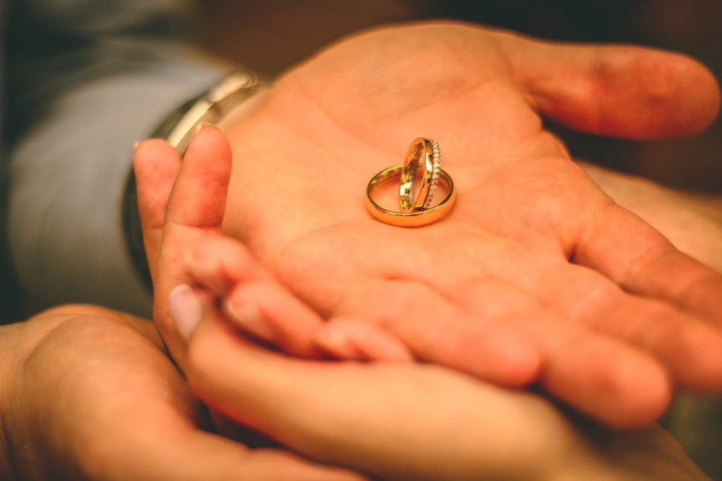 Image of Wedding Bands On Person's Left Hand