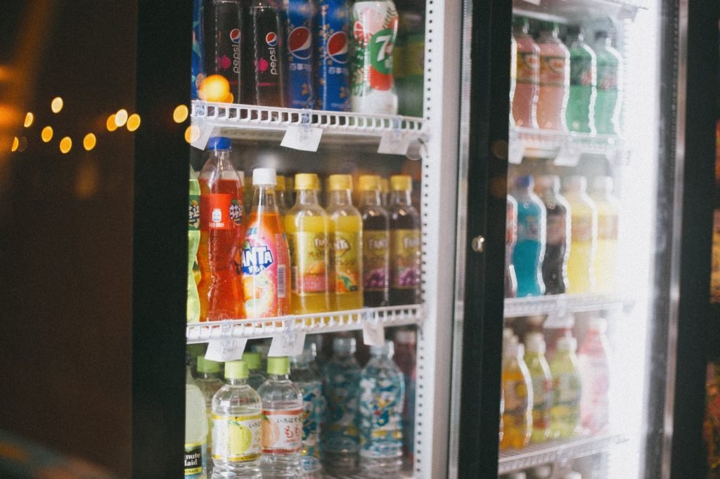 Image of Bottled Drinks in a Glass Fridge