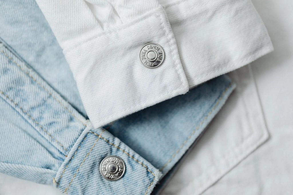 Image of Close-Up Shot of Denim Clothing with Button