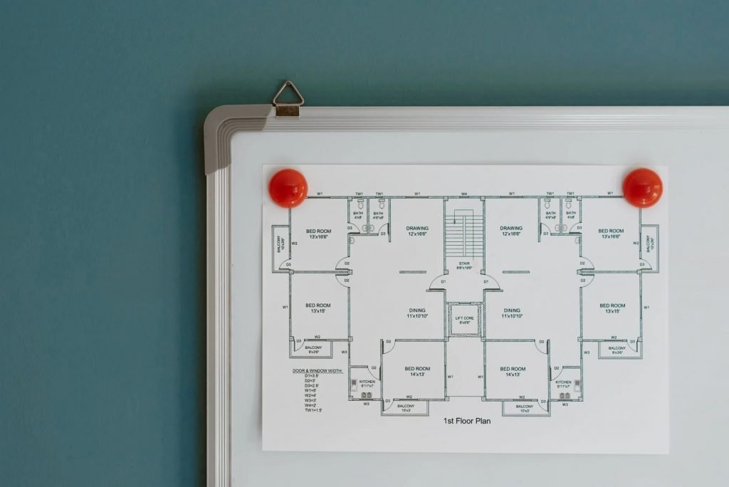 Image of Floor plan hanging on whiteboard