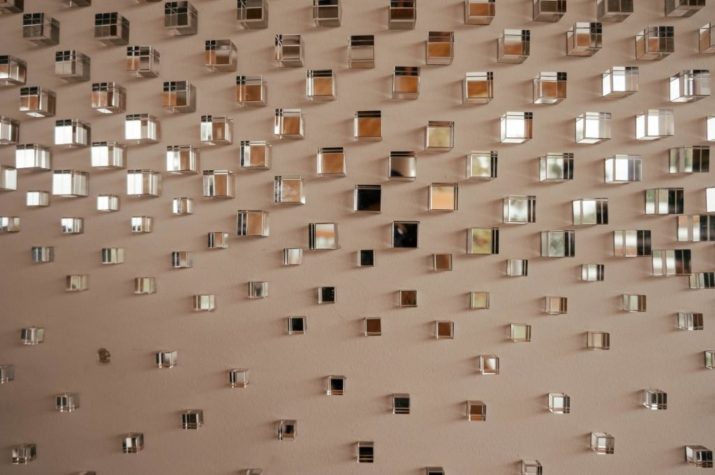 Image of Glass Cubes Mounted on the Wall