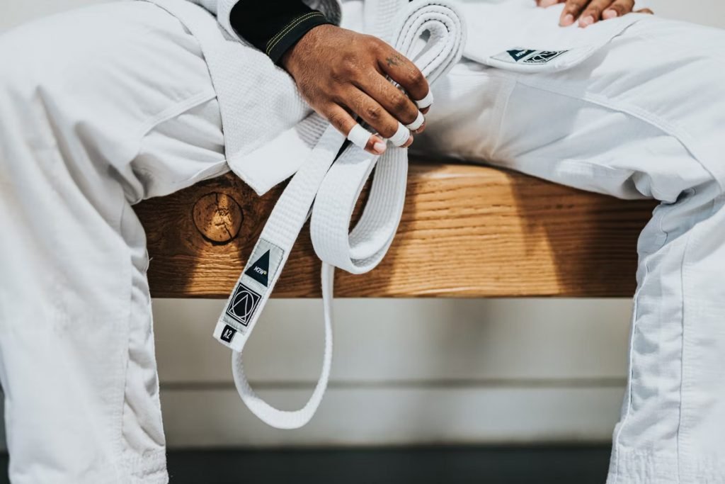 Image of holding a white belt