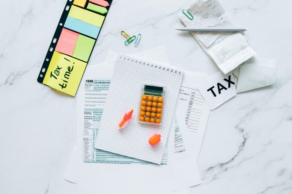 Image of Tax Documents on Marble Table