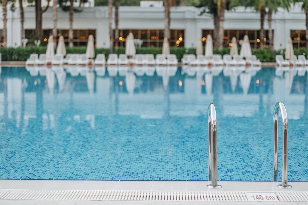 Image of Silver Swimming Pool Ladder in Close Up Photography